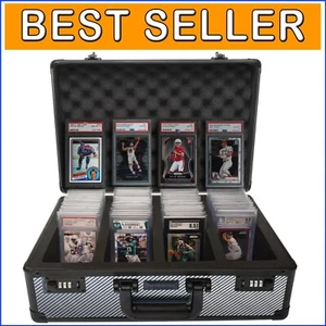 Zipper Closure Graded Card Case - Carbon Fiber Organizer for Sports Collectors - Picture 1 of 10
