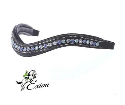 Pulseira de couro preta Exion com brilho de safira azul, tamanho grande 16,5", nova sem etiquetas - Imagem 1 de 4