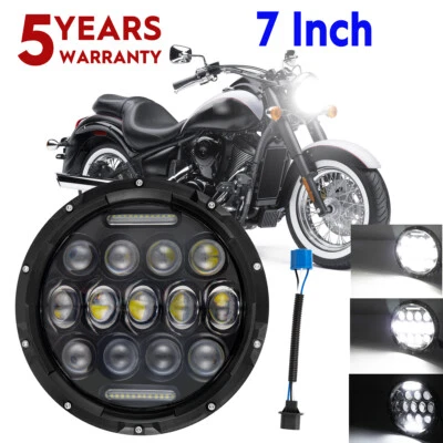Faros LED altos/bajos para motocicleta de 7 pulgadas para Kawasaki Vulcan 900 1500 1600 personalizados Foto 1 de 4