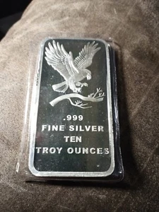 Eagle and Branch 10 troy ounces .999 Fine Silver Bar Plastic Case - Picture 1 of 2