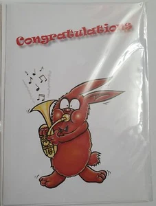 Congratulations - Greeting Card - Rabbit with Tenor Horn - Imagen 1 de 1