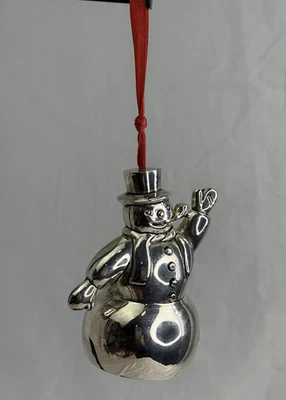 Arte plateado Godinger muñeco de nieve campana adorno placa de plata árbol de Navidad decoración Foto 1 de 4