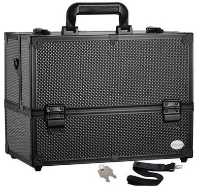 Maletín de maquillaje profesional 14" con bandejas ajustables y cierre seguro - Image 1 of 4