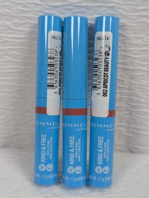Rimmel London - 002 Apricot Beauty - Bálsamo labial colorido gentil e grátis - Pacote com 3 - Imagem 1 de 4