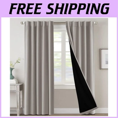 Stylish Warm Taupe Blackout Window Panels - 2 Pack - Image 1 of 4