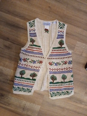Chaleco Suéter Jantzen Bordado a Mano De Colección Para Mujer’s S Abuela Cottagecore Manzanas Foto 1 de 4