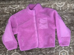 Fabletics Tahoe Teddy Jacket Women’s Large L Purple Sherpa EUC - Picture 1 of 5