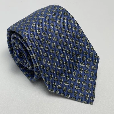 Polo Ralph Lauren Necktie Tie Silk Blue Green Paisley Made by Hand Italy USA - Image 1 of 4