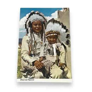 Postkarte Häuptling und Papoose Indianer Chrome Card C249 - Bild 1 von 2