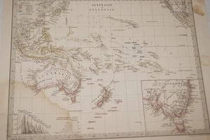 AUSTRALIE POLYNESIE CARTE ANCIENNE COULEURS JUSTUS PERTHES XIXe-MD 288 - Picture 1 of 1