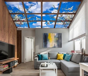 3D Weiße Wolken H1738 Decke Tapete Wandbilder Wandbild Aufkleber Deco Erin 23 - Picture 1 of 5