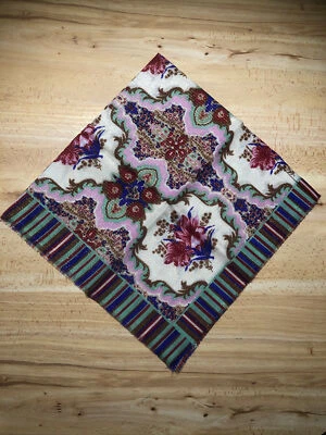 Vintage Glentex Acrylic Lurex Scarf Floral Stripe Pink Red Green Gold Thread NOS - Image 1 of 4