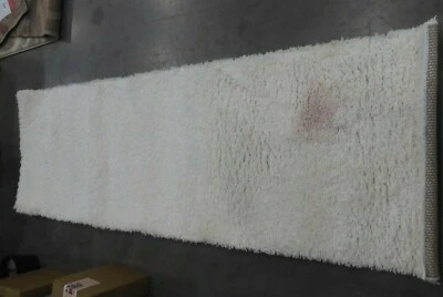 WHITE 2'-3" X 7' Stained Rug, Reduced Price 1172625480 SG151-1010-27 - Image 1 of 4