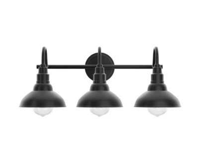 Kenroy Home 93515BL Dale 3 luces 24 pulgadas Luz de tocador de baño negra para granja Foto 1 de 4