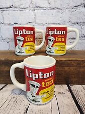 VINTAGE~ Lipton Tea Brisk Orange/Pekoe Black Choicest Blend Mugs/Cups ~ SET OF 3