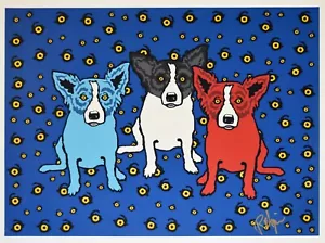 George Rodrigue Blue Dog Oh Say Can You See Silkscreen Print Signed - Picture 1 of 6