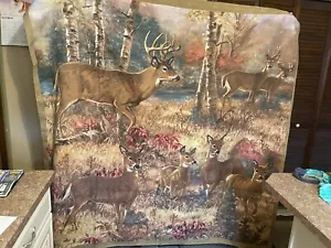 Animal Deer Shower Curtain Autumn Forest Shower Fabric Bath Curtain - Picture 1 of 7