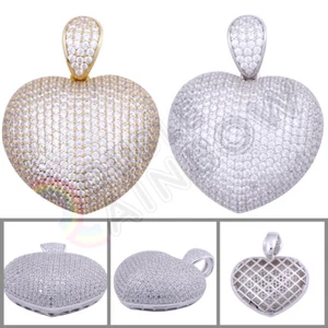 14K Gold Plated 925 Sterling Silver Puff Heart Pendant Charm Chic Lovely Cute#P1 - Picture 1 of 7