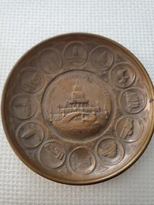 Worlds Fair Chicago 1933 Original Art Deco Buckingham Fountain Brass Dish Tray - Bild 1 von 6