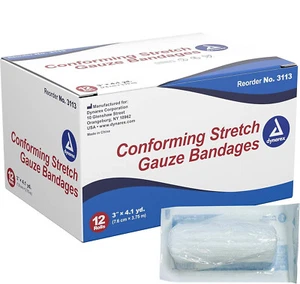 Conforming Stretch Gauze Bandage Rolls - Sterile - 3" X 4-1/10 Yards - 12 Pc/Box - Picture 1 of 3
