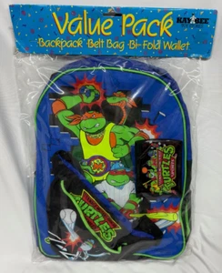 KAYBEE Toys Value Pack- Backpack Belt Bag Wallet - 1993 TMNT Ninja Turtles RARE - Picture 1 of 11