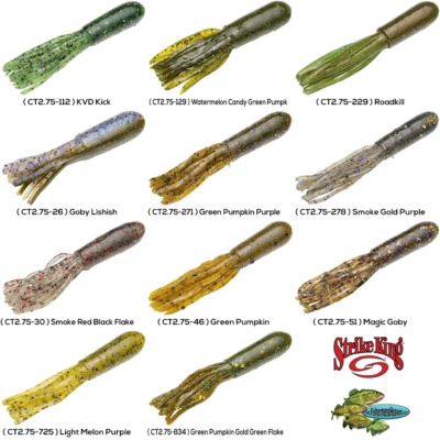 Strike King Soft Plastic Tube 2.75 Inch FAT Coffee Any 11 Colors CT2.75 Baits - Image 1 of 4