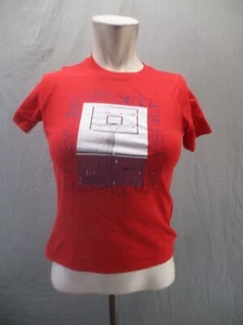 NIKE DRI-FIT Size S Girl Red 100% Cotton Crew Neck Short Sleeve Athletic Top 194 - Picture 1 of 9
