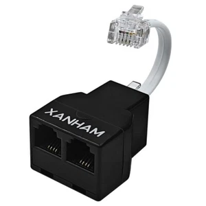 Phone Cable 2 Way Splitter RJ11 6P4C Telephone Line Cord Adapter w/ 3" Cable NEW - Picture 1 of 7