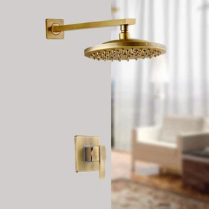 Grifo de montaje en pared de lluvia de 8" antiguo latón cabezal de ducha mezclador grifos de válvula de control - Imagen 1 de 8