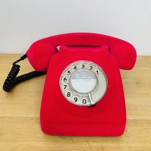 Pink Flocked Rotary Telephone Landline Retro Style Bright Handset Phone Rare - Picture 1 of 9