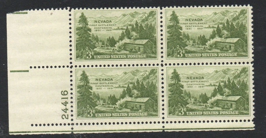 ALLY'S STAMPS US Plate Block Scott #999 3c Nevada Statehood - MNH - F/VF [STK] - Image 1 of 1