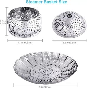 Kitchen Steamer Basket Stainless Steel Vegetable Steamer Basket Folding SteamerS - Picture 1 of 6