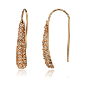 Rose Gold Tone over Sterling Silver Cubic Zirconia Teardrop Drop Hook Earrings - Picture 1 of 4