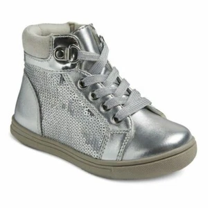RACHEL KIDS TODDLER GIRLS SABRINA SNEAKERS 10M, SILVER SEQUIN *NEW - Picture 1 of 2
