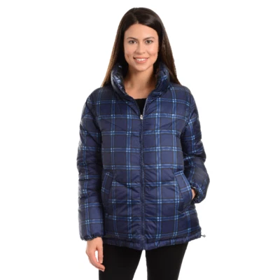 Kendall & Kylie Blue Plaid Puffer Jacket - Size S NWT  - Image 1 of 4