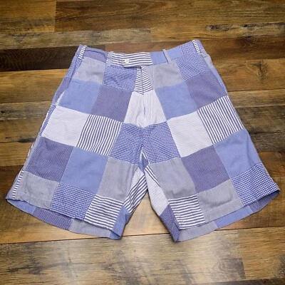 Peter Millar Shorts Adult 34 Blue Chino Check Color Block Mens - Image 1 of 4