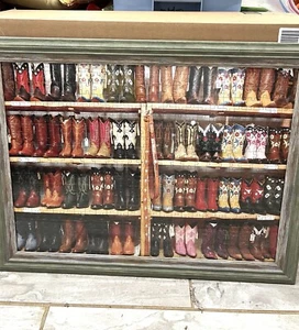 28” X 22” Cowboy Boots Framed Wall Art Western Rustic Ranch Decor USA Made - Picture 1 of 8