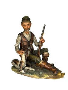 CAPODIMONTE ITALIA GRAN ESCULTURA Cazador Con Perro Raro De Colección - Imagen 1 de 7