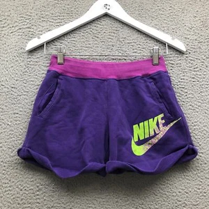 Nike Sweat Shorts Girls Youth Size Medium Logo Pocket Pink Purple - Picture 1 of 10