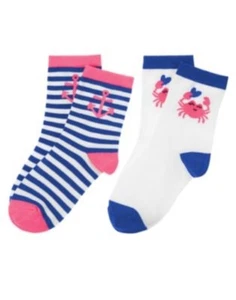 GYMBOREE STRIPES & ANCHOR STRIPED ANCHOR N CRAB 2-pair OF GIRLS SOCKS S M L NWT - Picture 1 of 1