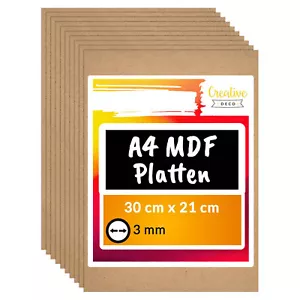 Creative Deco A4 MDF Holzplatten | 300 x 210 x 3 mm | Hartfaserplatten - Bild 1 von 13