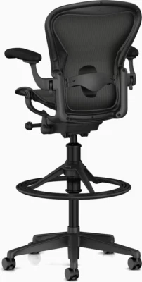 Herman Miller Aeron Remastered Bar Stool Polished Aluminum - Lumbar - Open Box