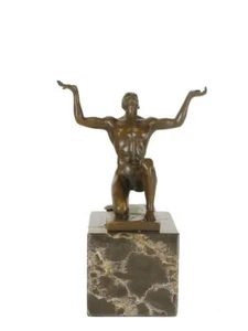 Bronze Aktfigur Kniender männlicher Akt auf edlem Marmorsockel (11108) - Picture 1 of 4