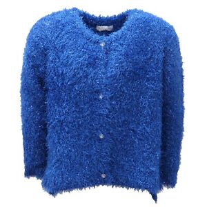 8074AD cardigan bimba girl MONNALISA bluette lurex sweater kids