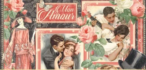 LOTE DE (8) PAPELES gráficos 45 MON AMOUR 8x8 álbumes de recortes AMOR ROMANCE - Imagen 1 de 9