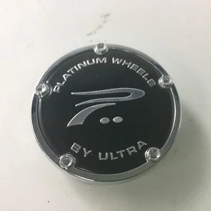 Platinum Chrome w/ Black Logo Snap In Wheel Center Cap A89-9003B 58861880F-1 - Picture 1 of 4