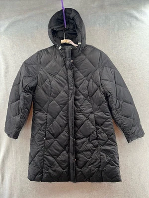Chaqueta acolchada Eddie Bauer para mujer talla XL negra larga con capucha eb650 Foto 1 de 4