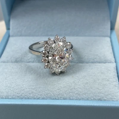 4.00 Ctw Oval Brilliant Cut IGI Lab Grown Diamond Engagement Ring 14k White Gold - Image 1 of 4