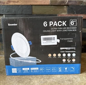 Ensenior 6-Pack 6-Inch LED Recessed Light Dimmable 2700K-5000K 5CCT 1200 LM - Picture 1 of 8