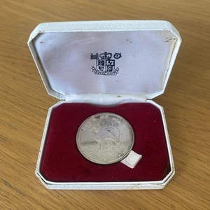 1970 ISLE OF MAN SILVER PROOF ONE 1 CROWN, MANX CAT BOXED (25235) - Picture 1 of 4